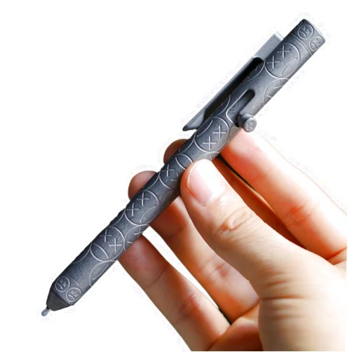 BQEDC Titanium Alloy Creative EDC Bolt Pen, Unhappy Carving Pattern, Pen Tip With Decompression Gyroscope (Long style)