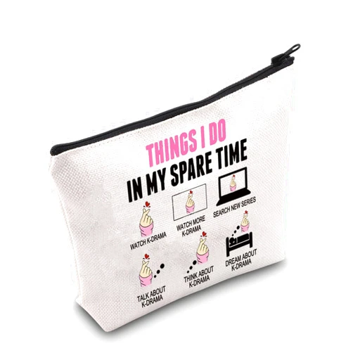 MEIKIUP Funny K-pop Lover Gift K-pop Merchandise Korean Drama Fan Gift K-Drama Women Makeup Bag (Watch K-DRAMA Bag)