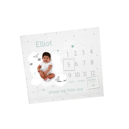 Personalization Universe Baby Sheep Personalized Milestone Fleece Blanket