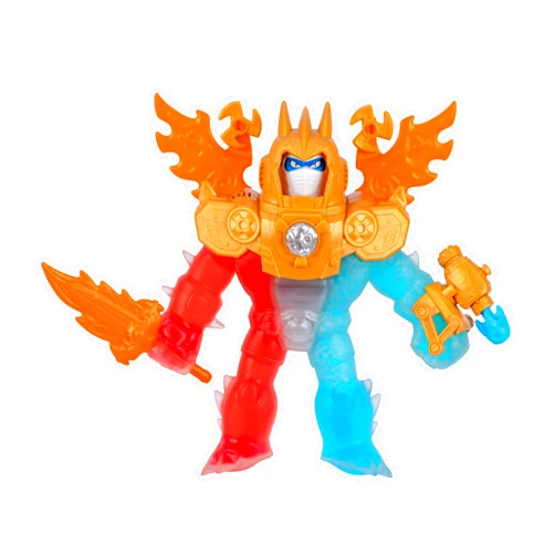 Heroes of Goo Jit Zu Goo-Tron Supreme Combines The Power of Blazagon, Pantaro & Thrash in 1 Ultimate Hero, with 3 Different Goo Fillings, 35+ Phrases & Lights, Face Swap & Triple Attack Feature