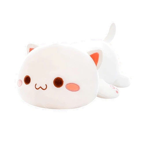 FUYU Cat Stuffed Animals, Soft Cat Plush Pillow Kawaii Kitten Stuffed Animal Toy Gifts for Kids Boys Girls Room Decor (White Round Eyes,19in/50cm)