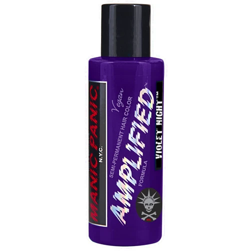 MANIC PANIC Violet Night Hair Color - Amplified - Semi Permanent Hair Dye - Cool Dark Purple Color - For Dark & Light Hair - Vegan, PPD & Ammonia-Free - For Coloring Hair on Men & Women