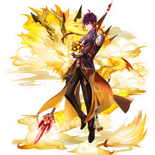 Sayustore Anime Acrylic Stand for Genshin Impact, Zhongli, Double Sided Pattern Desktop Ornament, Original Painter Exquisite Character Design for Game Fans' Collection
