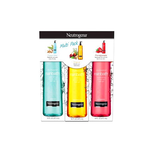 Neutrogena Rainbath Multi-Pack of 3, 1 Original Formula, 1 Pomegranate and 1 Ocean Mist, 16 fl oz bottles