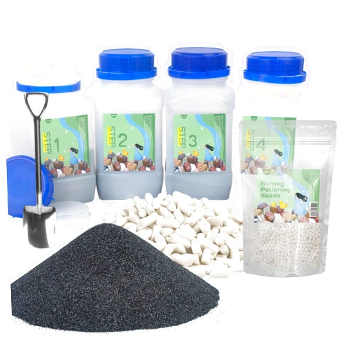 GANGOU 10 LBS Rock Tumbler Grit Set, Rock Tumbler Grit Refill Kit, Tumbling Media,4-Steps Supplies for Tumbling and Polishing Stones and Gems