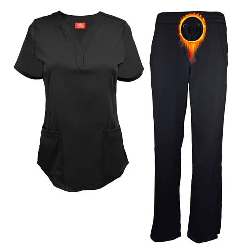 M&M SCRUBS Women's Ultra Soft Drop-Neck 2 Pocket Scrub Set