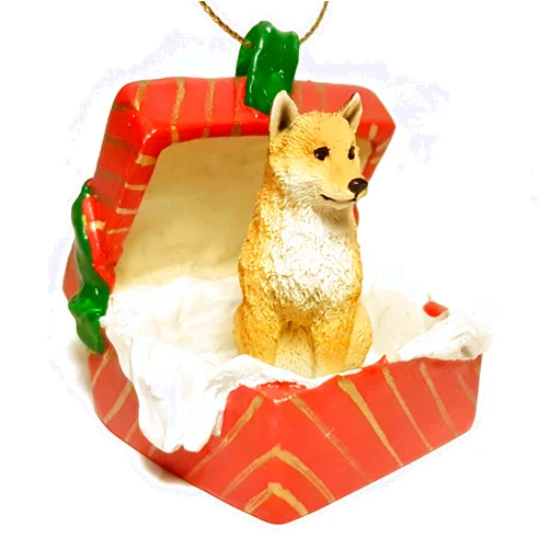 Conversation Concepts Shiba Inu Dog Japanese Sits in a Red Gift Box Christmas Ornament New RGBD96