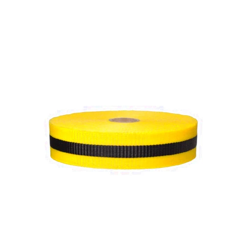 NMC BT1BY Webbed Barrier Tape in Black/Yellow - 0.75 in. x 150 ft. Woven Polyethylene Non Adhesive Barricade Tape