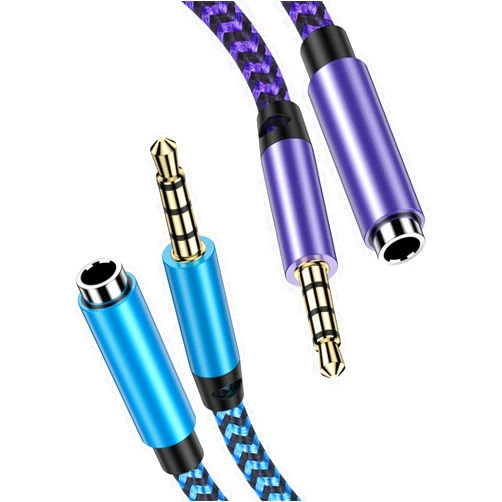 HOOTEK Headset Extension Cable, 2Pack 6FT 4 Pole TRRS 3.5mm Aux Jack Audio Extension Cable Male to Female Aux Adapter Cord Extender for Headphones, Smartphones, Home/Car Stereos, Speaker, iPhone, iPad, iPod