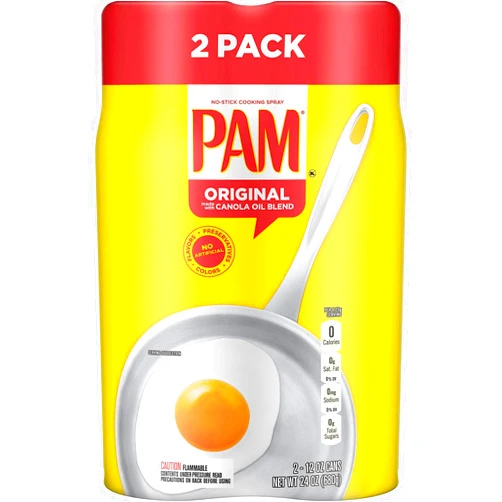 Pam Original No-Stick Cooking Spray 100% natural Canola Oil (2 pack - 12oz each can)