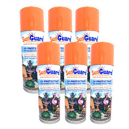 SUNGUARD UV Protectant Spray for Outdoor Decor, Furniture & More (6-Pack) Prevents Fading Peeling and Cracking