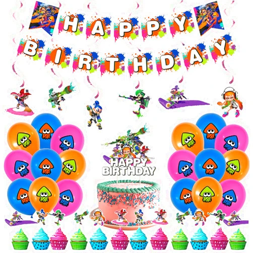 OULUN Birthday Party Supplies For Splatoon ,Splatoon Theme Party Decoration