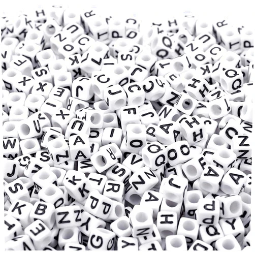 Augshy 500PCS White Letter Beads for Bracelets Making, Alphabet Beads for Bracelets Making (6 mm)