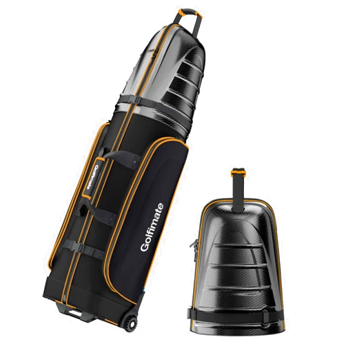Golfimate Golf Travel Bag for Airlines with Carbon Fiber Hard Top, Protective Club Traveling Cover with Wheel, Golf Club Carrier Case for Airplanes, Thick Padding, Durable Zippers and 2 Sided Spacious Pockets