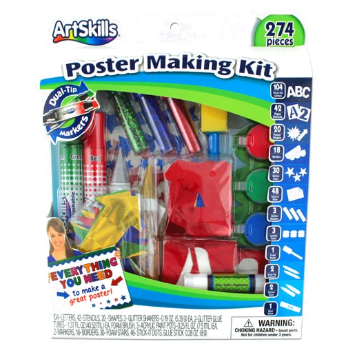 ArtSkills Poster Making Kit, Project and Crafts Science Fair Board Supplies with Markers, Stencils, Letters, Glitter, Glue and More, 274 Pieces