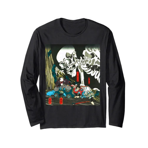 Vintage Japanese art gift Ukiyo-e Woodblock print Skeleton Spectre Utagawa Kuniyoshi Japanese Art Halloween Long Sleeve T-Shirt