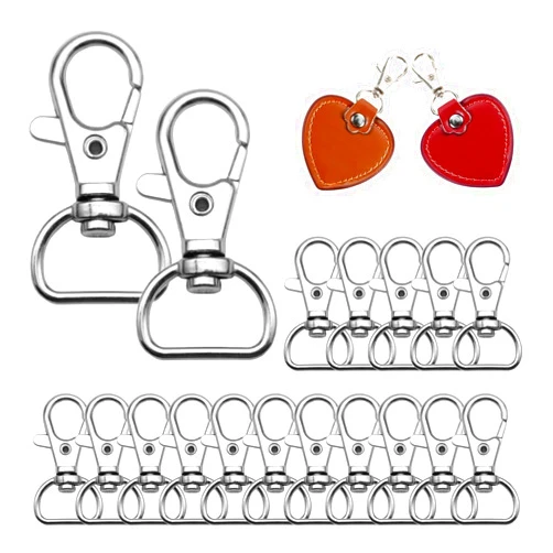 SPEESJOY 22Pcs Swivel Clasps Lanyard Snap Hooks, Keychain Clasps Clip Hooks, Metal Hook Clasp with D Rings Purse Hardware for Bag Making, DIY Sewing Craft (Silver)