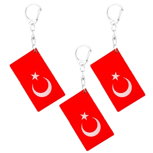 BQTBQT Turkiye Flag Keychain - Double Sided Acrylic D Shape Chains Turks Flags Key Chains Men and Women Style Car Key chain Gifts Decoration (3 Pcs)
