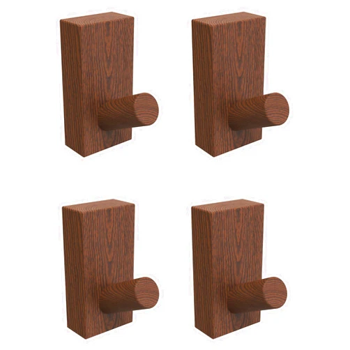 OLETNY Wood Wall Hooks 4 Pack Utility Hooks Coat Hooks Wall Mounted, Robe & Towel Hooks for Bathroom, Natural Handmade Hat Rack Heavy Duty Wall (Walnut Wood)