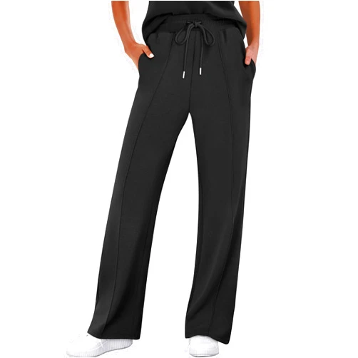 ANRABESS Women's Wide Leg Sweatpants High Waist Baggy Flared Pants Drawstring Athletic Joggers Sweat Pants
