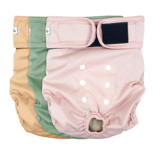 Grecle Washable Female Dog Diapers - Premium Reusable Diapers for Doggie in Heat - Highly Absorbent Dog Diapers Female for Pet Incontinence with Adjustable Snaps (Morandi, S)