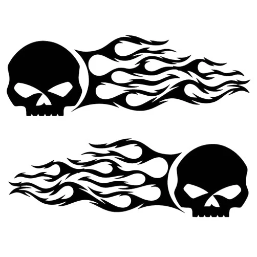 ASTUTE GRACE AG- Skull Flame Sticker Set, 2-Pack Vinyl Decals for Car Motorcycle Tank Vinyl Racing Sports Flame Decal s for Motorcycles Dirt Bike Decals Calcomanías para Carros 8.5 in (Black)