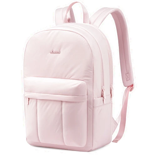 LOVEVOOK Cute Pink Backpack for Women Work Travel, Lightweight Puffy Quilted Bookbag, Teacher Laptop Backpack Purse Laptop Bag Computer Backpack, Waterproof Casual Daypack, 15.6 Inch