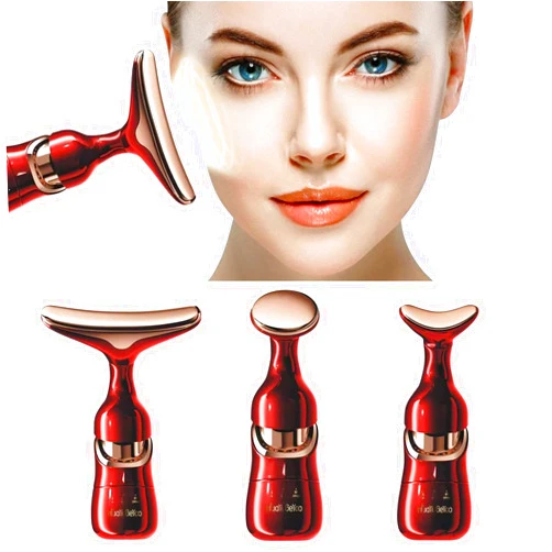 Generic Skin Care Facial Massager,Three-Purpose Lifting and Firming Facial Massage Device, Household Beauty Instrument for Face, Neck and Eye, Skin, Red