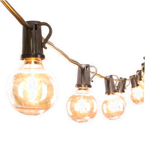 Brightown 25Feet Led G40 Outdoor Patio String Lights with Led Clear Globe Bulbs, Warm White Ambience Indoor or Outdoor Lights for Patio Garden Backyard Bistro Pergola Tents Gazebo Decor,Black Wire