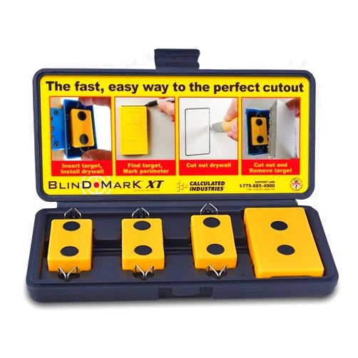Calculated Industries 8105 Blind Mark Drywall Electrical Box Locator Tool – Powerful Rare-Earth Magnetic Targets (3) and Locator Kit