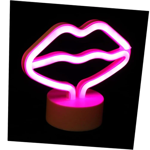 Yardenfun Red Lips Neon Pink Lips Neon Sign Led Light Easter Valentines Day Kid Room Night Light Led Decor Ice Cream Decor Neon Light Sign Ornaments Plastic Children's Room White