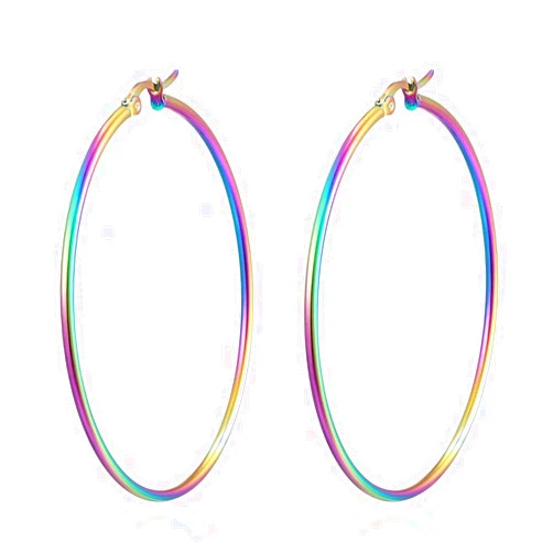 BIYONGDE Pair Womens Large Huggie Hinged Hoop Earrings, Classic Party