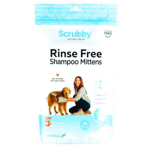 Scrubby Pet Pet Wipes, Rinse Free Shampoo Mittens for Dogs and Cats, Bath Wipes for Bathing and Washing Pets, Hypoallergenic No Rinse Wash Mitt for Grooming, Lather Wipe Dry