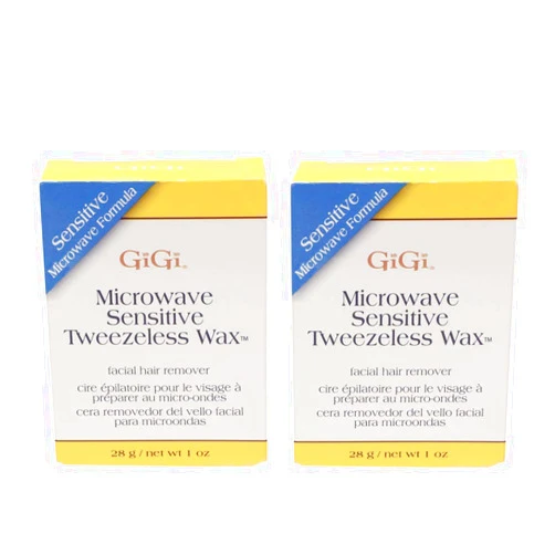 GiGi Microwave Tweezeless Wax, Non-Strip Waxing Kit Gentle Remover for Sensitive Skin, Painless Hair Removal - 2 Pack
