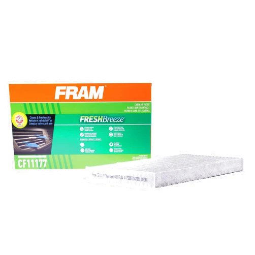 FRAM Fresh Breeze Cabin Air Filter Replacement for Car Passenger Compartment w/ Arm and Hammer Baking Soda, Easy Install, CF11177 for Select Nissan Vehicles , white