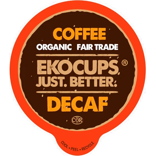 EKOCUPS Organic Swiss Water Decaf Medium Roast Coffee Pods, 30% More Coffee Per Cup, Fair Trade Decaffeinated Coffee for Keurig K Cup Machines, Recyclable Pods, 40 Count