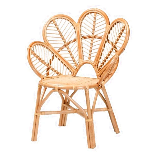 bali & pari Eliava Modern Natural Rattan Flower Accent Chair in Brown
