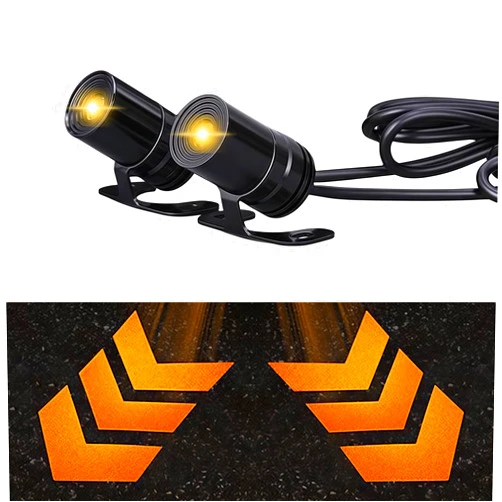 Akarado 8-30V LED Motorcycle Turn Signal Light, 2PCS Amber Color 3 Arrow Projection Blinker,Waterproof Self Adhesive Surface Mount, for Car ATV Scooter Bike Truck, for Harley Yamaha Suzuki Honda