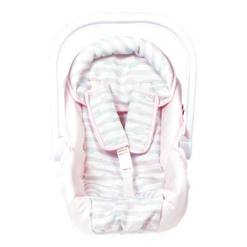 Adora Pastel Pink Doll Car Seat Carrier - Removable Cover, Machine Washable,Fits Most Dolls,Plush Animals Up to 20 for Ages 2 and Up - Pastel Pink Hearts (White Handle)