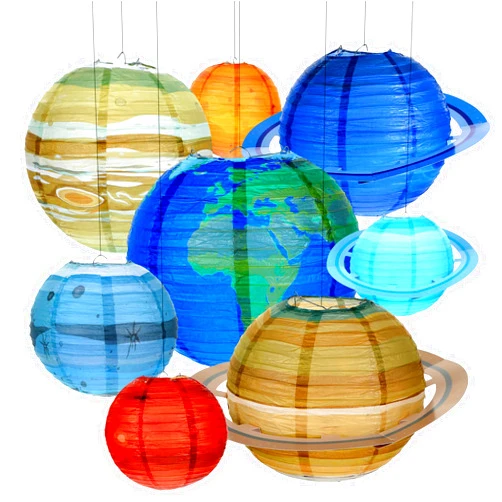 Abeillo 8Pcs Space Planet Paper Lanterns Hanging Planets Lantern Out of This World Space Lanterns Solar System Galaxy Planet Earth Lanterns, Space Theme Party Supplies Home Decor Birthday Decorations