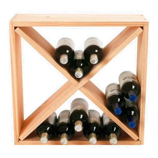 Wine Enthusiast 24 Bottle Wine Rack - Compact Cellar Cube Bottle Storage & Display, Durable Smooth Wood – Natural (29x20x20