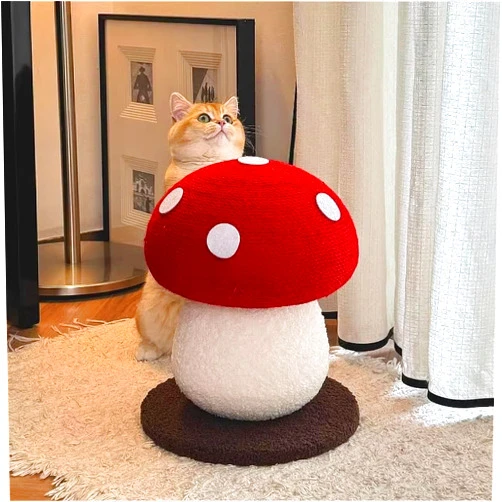 Chzisuyy Mushroom Cat Scratcher, Cute Cat Scratching Post, Durable Sisal Rope Cat Scratching Board, Kitten Tree, Cat Toy for Cats to Play and Care for Their Claws, No Assembly Required