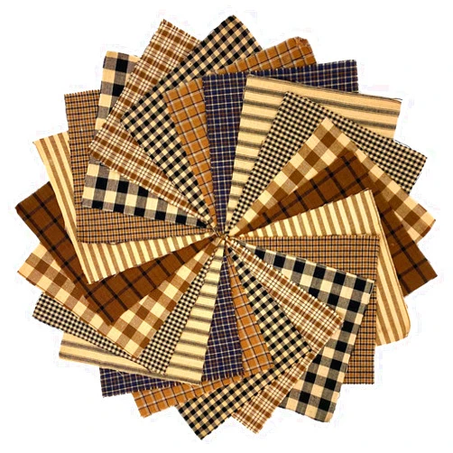 JCS 40+ Brown & Black Charm Pack, 6 inch Precut Cotton Homespun Fabric Squares by JCS