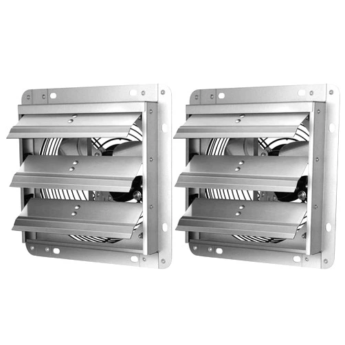 iPower 14 Inch Shutter Exhaust Fan Aluminum,High Speed 1650RPM, 1000 CFM, 2-Pack, Silver