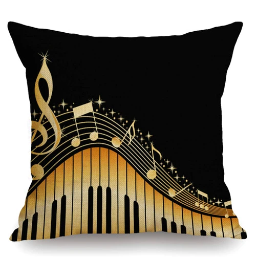 Swono Old Vintage Abstract Piano and Music Note Cotton Linen Throw Pillow Case Home Decorative Cushion Cover for Sofa Couch Bedding 18x18 Inches