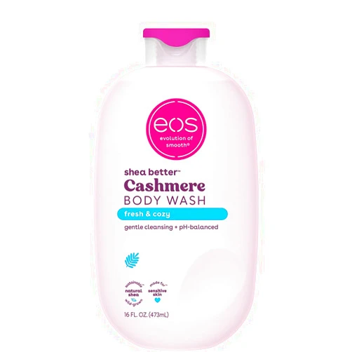 eos Cashmere Body Wash – Fresh & Cozy, Moisturizing Body Wash, Creamy Gel Formula, with Shea Butter, Glycerin, Vitamin E, pH Balanced, Sensitive Skin, Vegan, 16 fl oz