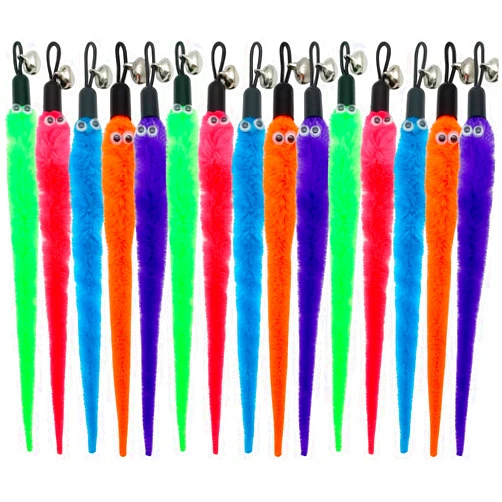 CATENESS Cat Worm Toy Refills Cat Wand Attachments, 15 PCS Worms Cat Toy Refill, Cat Wand Replacement Worms for Cat Toys