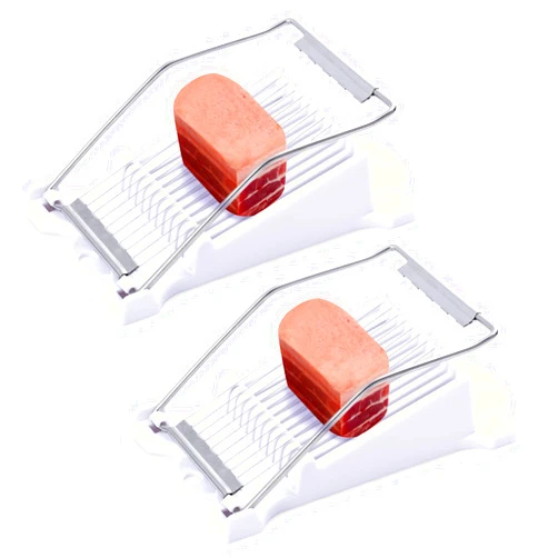 Zxmissu 2 Pack Luncheon Meat Slicer, Egg Slicers,Stainless Steel Wire, Cuts 10 Slices for Eggs, Hams, Avocados, Bananas, Onions, Soft Food and Fruits (White)