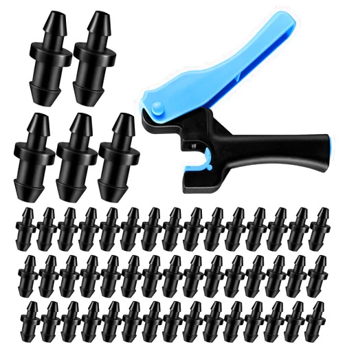 Honoson 51 Pcs Drip Irrigation Hole Punch Tool Set, Drip Irrigation Punch Tool 50 Pcs 1/4 Inch Goof Plugs for Outdoor Garden Lawn Pipe System Hose Tubing(Fresh Style)