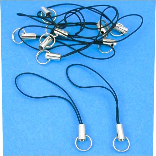 FindingKing BlastCase 10 Silver Tone Black Cell Phone Charm Split Ring Strap